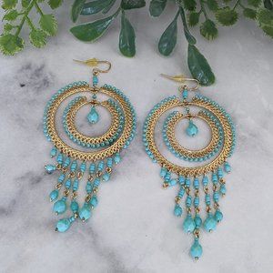 2/$15 Gypsy Gold Turquoise Dangle Earrings